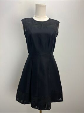 J. Crew Laser Cut Black Mini Dress Wedding Guest Classic Timeless Event Size 2